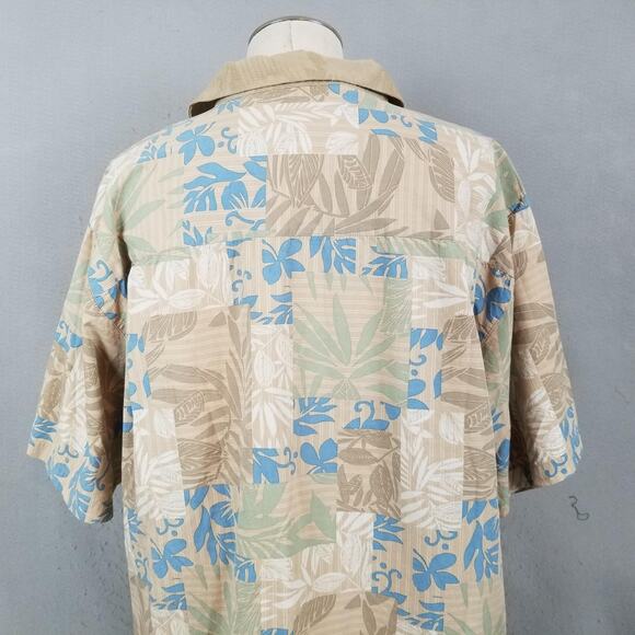 Boca Classics Shirt Mens 2XL Tan Blue Hawaiian Aloha Camp Short Sleeve Button - Picture 10 of 16